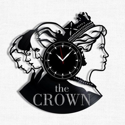 Настінний вініловий годинник Корона, діаметр 30см Vinyl-Clock-M-The Crown-1 фото