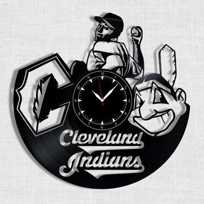 Настінний вініловий годинник Клівленд Ґардіанс, діаметр 30см Vinyl-Clock-Cleveland Indians-1 фото