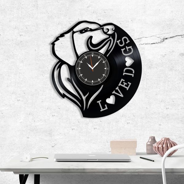 Wall Vinyl Record Clock Dogs 12" 48-1-1 photo