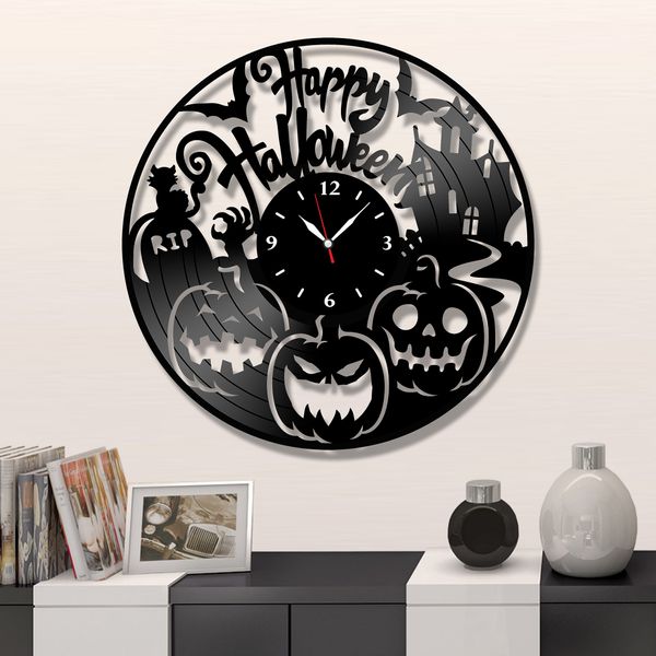 Wall Vinyl Record Clock Halloween 12" Vinyl-Clock-Halloween-4 photo