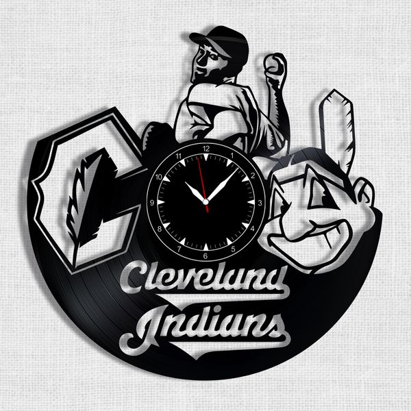 Wall Vinyl Record Clock Cleveland Indians 12" Vinyl-Clock-Cleveland Indians-1 photo