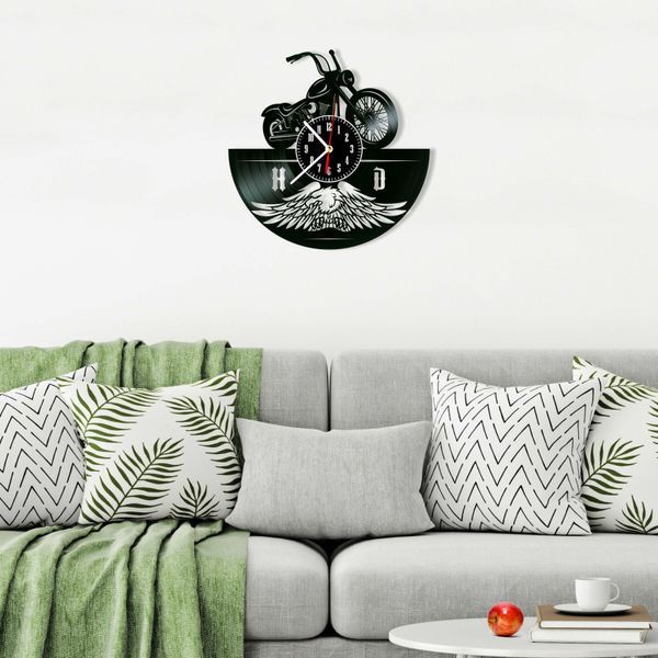 Настінний вініловий годинник Харлі Девідсон, діаметр 30см Vinyl-Clock-Harley Davidson-1 фото
