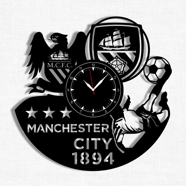 Wall Vinyl Record Clock FC Man City 12" Vinyl-Clock-FC Man City-1 photo