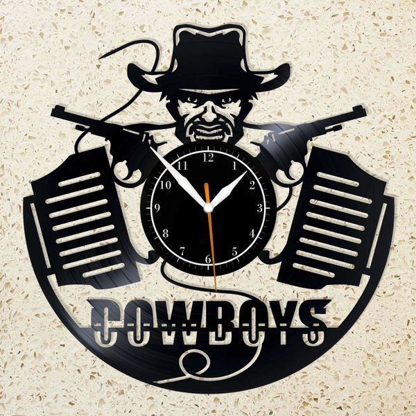 Настінний вініловий годинник Ковбой, діаметр 30см Vinyl-Clock-M-Cowboy-1 фото