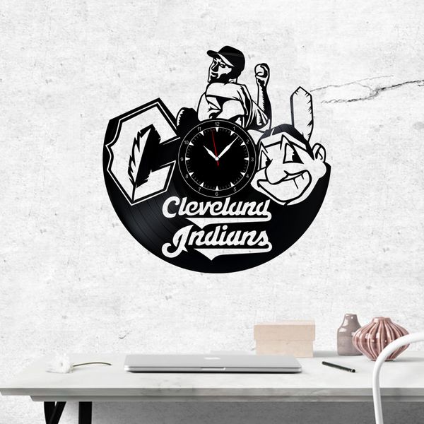 Wall Vinyl Record Clock Cleveland Indians 12" Vinyl-Clock-Cleveland Indians-1 photo