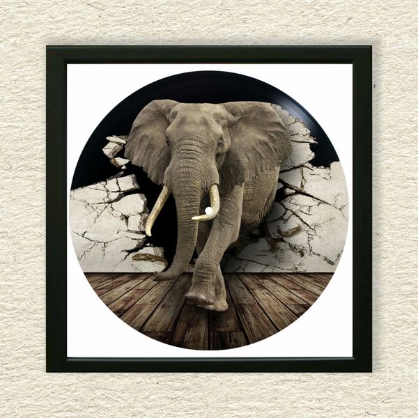 Vinyl Record Decor in a Wooden Frame Elephant 14" UF-Frame-Elephant-2 photo