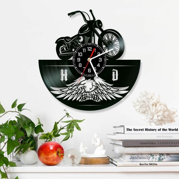 Настінний вініловий годинник Харлі Девідсон, діаметр 30см Vinyl-Clock-Harley Davidson-1 фото