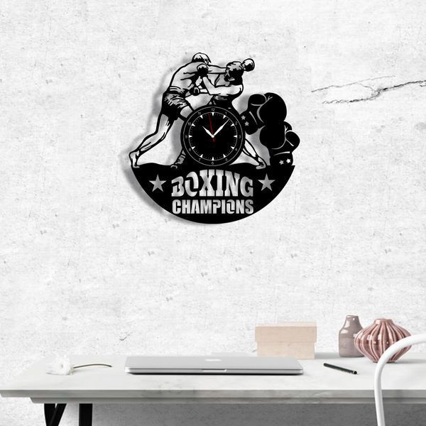 Настінний вініловий годинник Бокс, діаметр 30см 213-1-1 фото