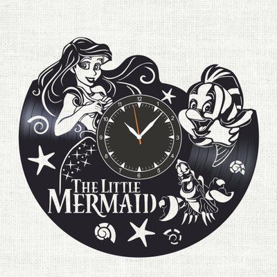 Настінний вініловий годинник Русалонька&nbsp;, діаметр 30см Vinyl-Clock-C-The Little Mermaid-4 фото