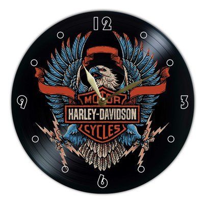 Настінний вініловий годинник Харлі Девідсон, діаметр 30см UF-Clock-Harley Davidson-4 фото