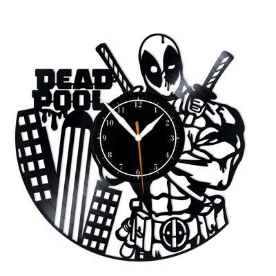 Настінний вініловий годинник Дедпул, діаметр 30см Vinyl-Clock-M-Deadpool-4 фото