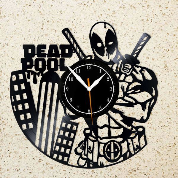 Настінний вініловий годинник Дедпул, діаметр 30см Vinyl-Clock-M-Deadpool-4 фото