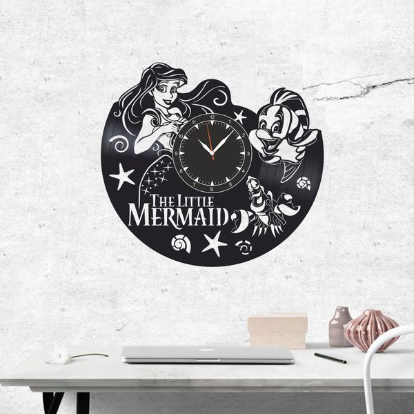 Настінний вініловий годинник Русалонька&nbsp;, діаметр 30см Vinyl-Clock-C-The Little Mermaid-4 фото