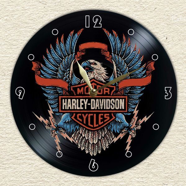 Настінний вініловий годинник Харлі Девідсон, діаметр 30см UF-Clock-Harley Davidson-4 фото