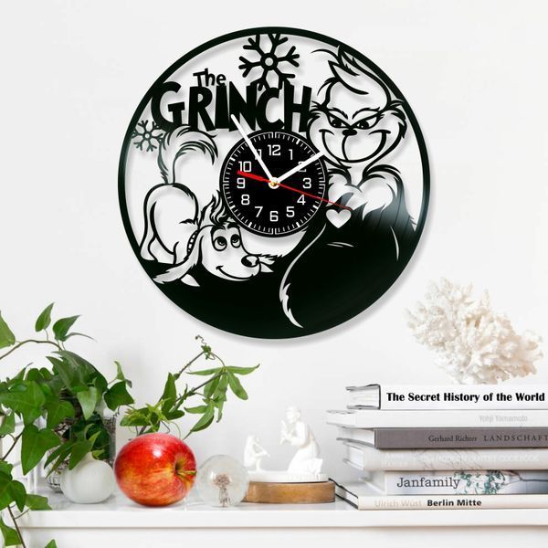 Wall Vinyl Record Clock Grinch 12" 141-1-6 photo