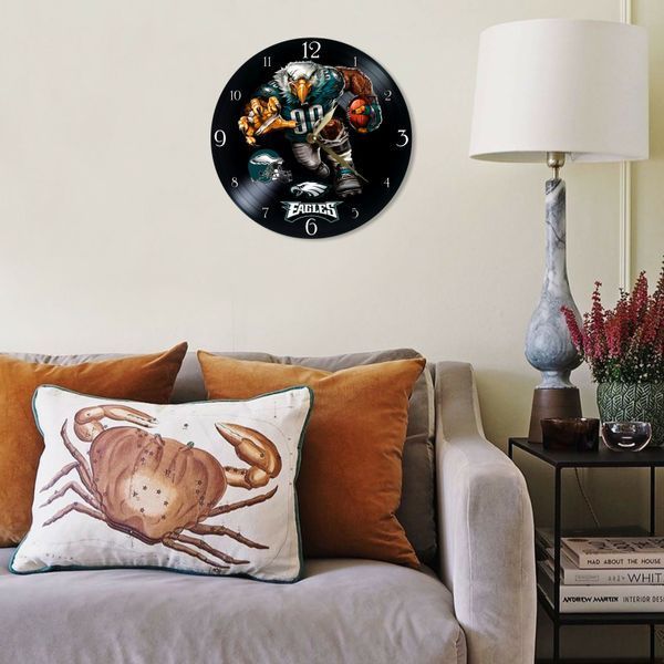 Настінний вініловий годинник Філадельфія Іглс, діаметр 30см UF-Clock-Philadelphia Eagles-2 фото