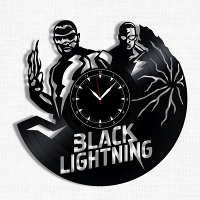 Wall Vinyl Record Clock Black Lightning 12" Vinyl-Clock-Black Lightning-1 photo