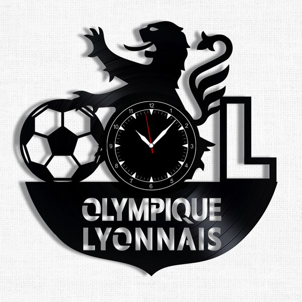 Wall Vinyl Record Clock FC Olympique lyonnais 12" Vinyl-Clock-FC Olympique lyonnais-1 photo