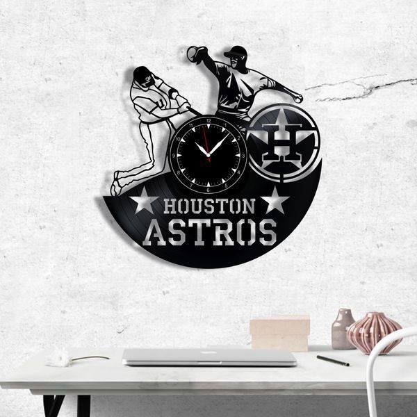 Настінний вініловий годинник Х'юстон Астрос, діаметр 30см Vinyl-Clock-Houston Astros-1 фото