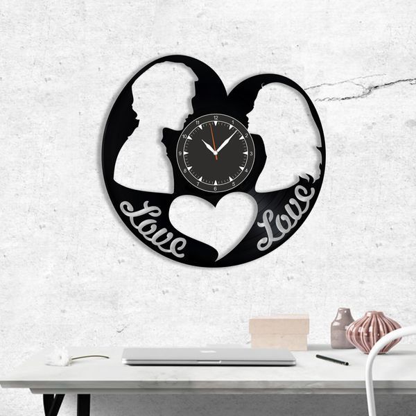 Wall Vinyl Record Clock Love 12" 125-1-7 photo