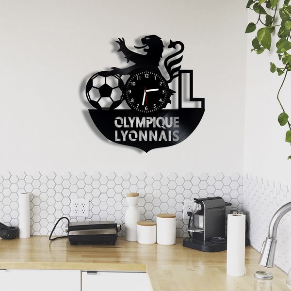 Wall Vinyl Record Clock FC Olympique lyonnais 12" Vinyl-Clock-FC Olympique lyonnais-1 photo