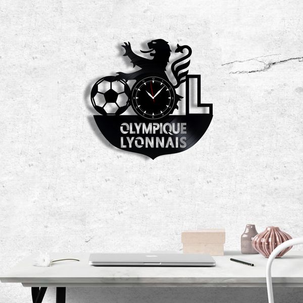 Wall Vinyl Record Clock FC Olympique lyonnais 12" Vinyl-Clock-FC Olympique lyonnais-1 photo