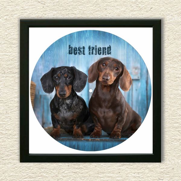 Vinyl Record Decor in a Wooden Frame Dachshunds 14" UF-Frame-Dachshunds-1 photo