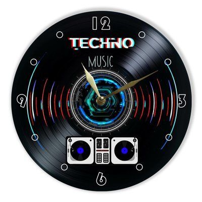 Wall Vinyl Record Clock Techno 12" UF-Clock-Techno-1 photo