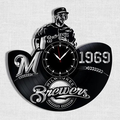 Настінний вініловий годинник Мілвокі Брюерс, діаметр 30см Vinyl-Clock-Milwaukee Brewers-1 фото