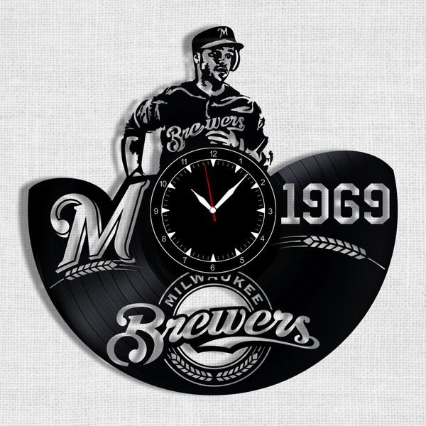 Wall Vinyl Record Clock Milwaukee Brewers 12" Vinyl-Clock-Milwaukee Brewers-1 photo