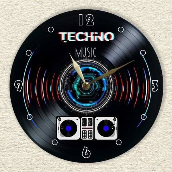 Wall Vinyl Record Clock Techno 12" UF-Clock-Techno-1 photo