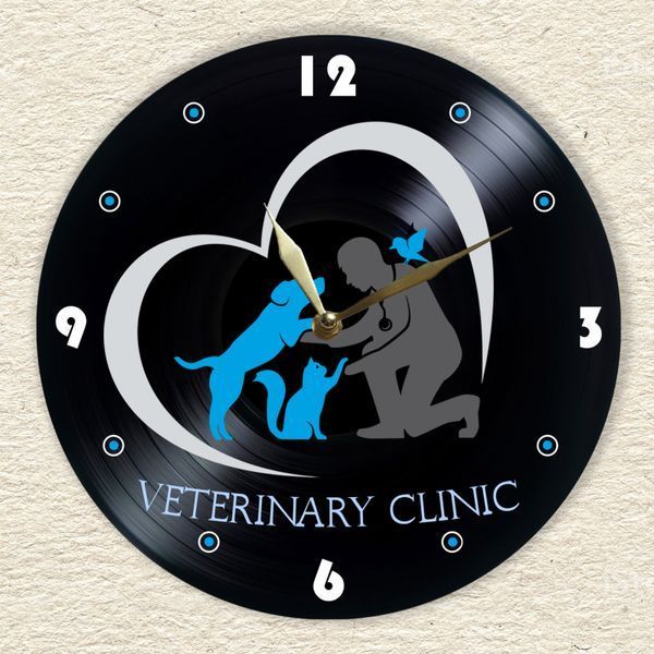 Wall Vinyl Record Clock Veterinary Clinic 12" 112-2-1 photo