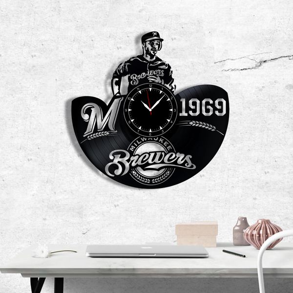 Wall Vinyl Record Clock Milwaukee Brewers 12" Vinyl-Clock-Milwaukee Brewers-1 photo