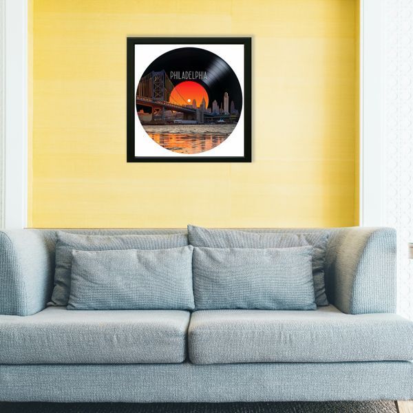 Vinyl Record Decor in a Wooden Frame Philadelphia 14" 32-4-1 photo
