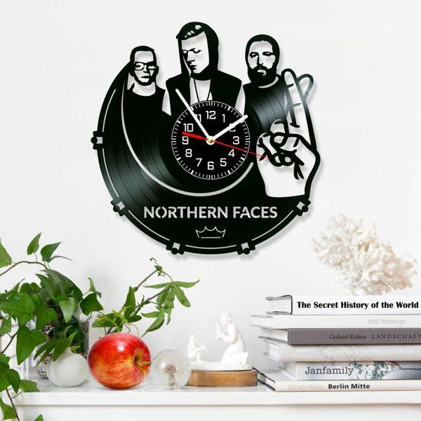 Настінний вініловий годинник Northern Faces, діаметр 30см Vinyl-Clock-Northern Faces-1 фото