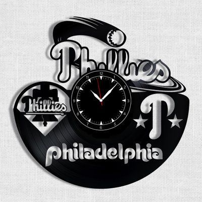 Настінний вініловий годинник Філадельфія Філліз, діаметр 30см Vinyl-Clock-Philadelphia Phillies-1 фото