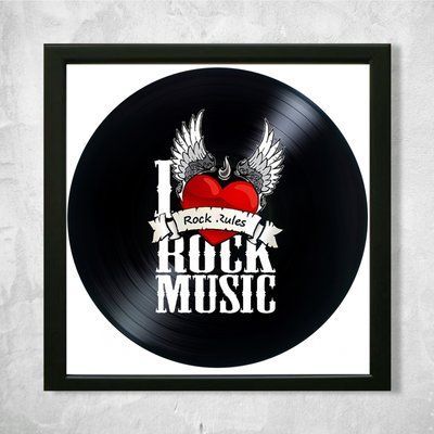 Настінний вініловий декор в дерев'яній рамці Love Rock, розміром 36см 551-4-1 фото