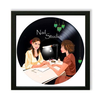 Vinyl Record Decor in a Wooden Frame Nail Studio 14" UF-Frame-Nail Studio-1 photo