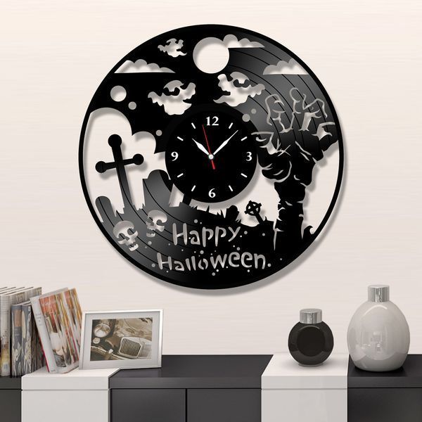 Wall Vinyl Record Clock Halloween 12" 142-1-3 photo