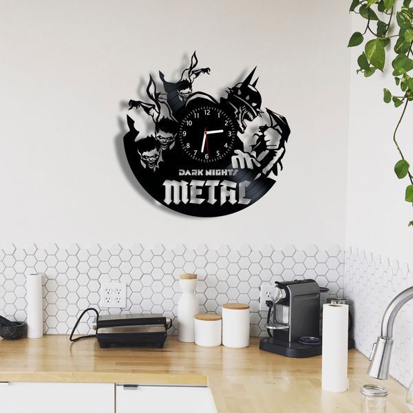 Настінний вініловий годинник Темні ночі: Метал, діаметр 30см Vinyl-Clock-Dark Nights Metal-1 фото