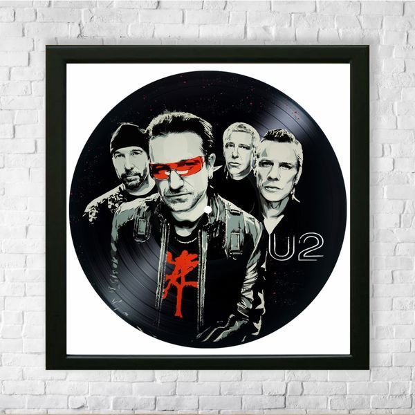 Vinyl Record Decor in a Wooden Frame U2 14" 587-4-1 photo