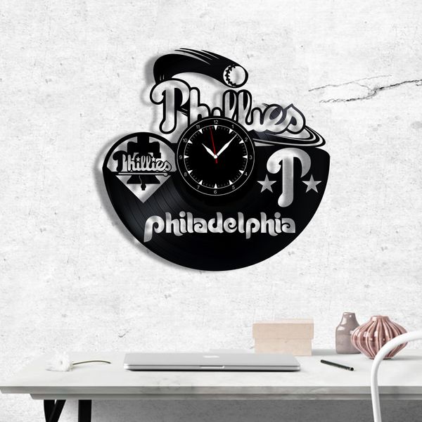 Wall Vinyl Record Clock Philadelphia Phillies 12" Vinyl-Clock-Philadelphia Phillies-1 photo