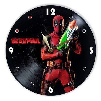 Настінний вініловий годинник Дедпул, діаметр 30см UF-Clock-M-Deadpool-2 фото