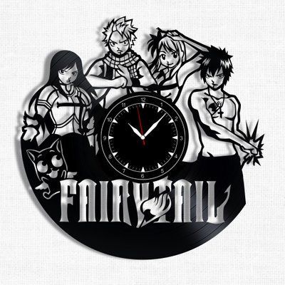 Настінний вініловий годинник Казковий Хвіст, діаметр 30см Vinyl-Clock-Fairy Tail-1 фото
