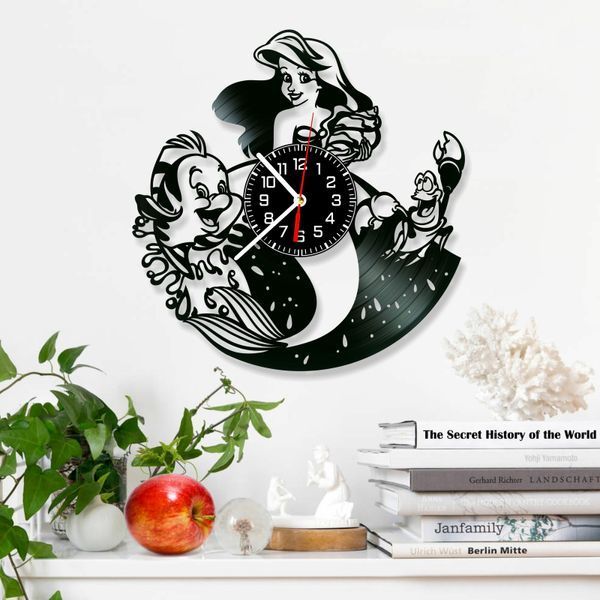 Настінний вініловий годинник Русалонька&nbsp;, діаметр 30см Vinyl-Clock-C-The Little Mermaid-8 фото