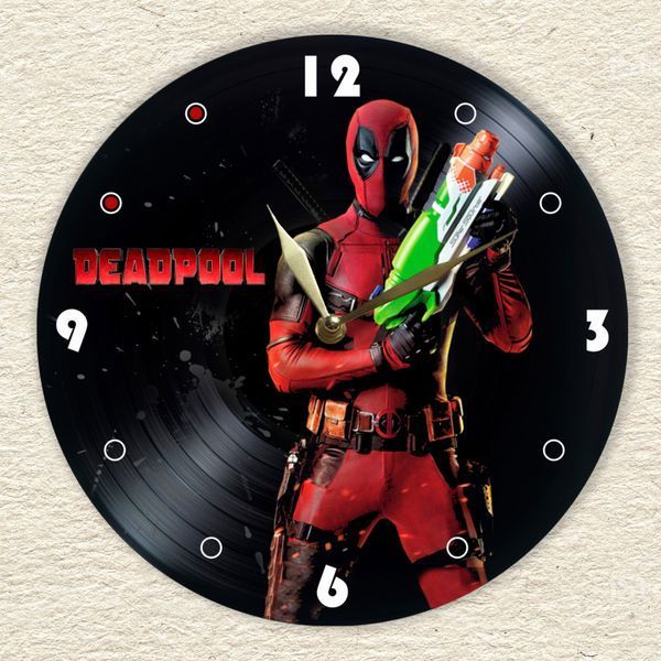 Настінний вініловий годинник Дедпул, діаметр 30см UF-Clock-M-Deadpool-2 фото