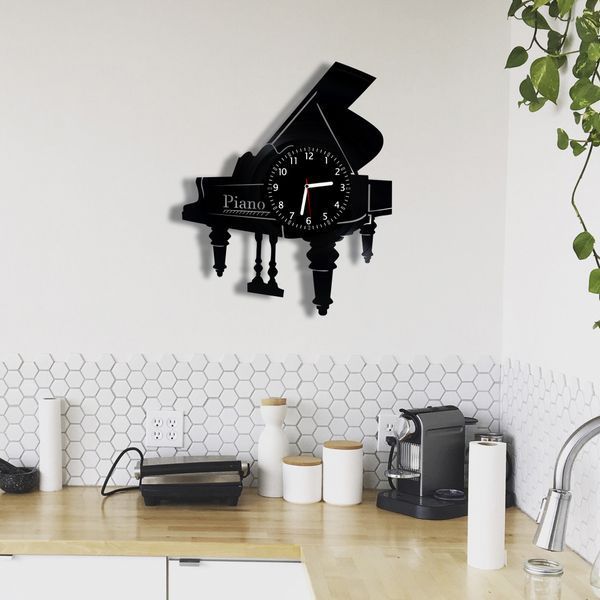 Настінний вініловий годинник Піаніно, діаметр 30см Vinyl-Clock-Piano-1 фото