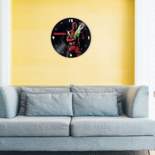 Настінний вініловий годинник Дедпул, діаметр 30см UF-Clock-M-Deadpool-2 фото