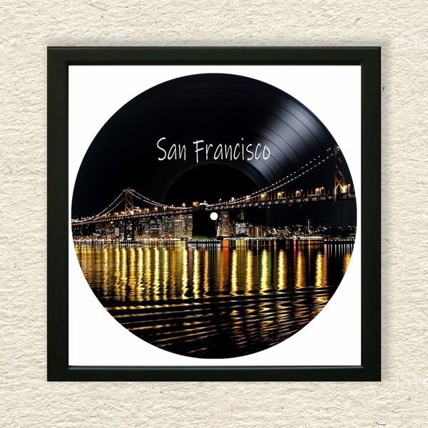 Vinyl Record Decor in a Wooden Frame San Francisco 14" 36-4-1 photo