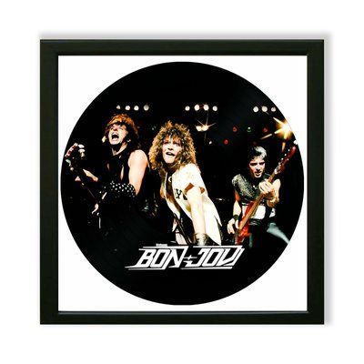 Настінний вініловий декор в дерев'яній рамці Bon Jovi, розміром 36см 512-4-1 фото